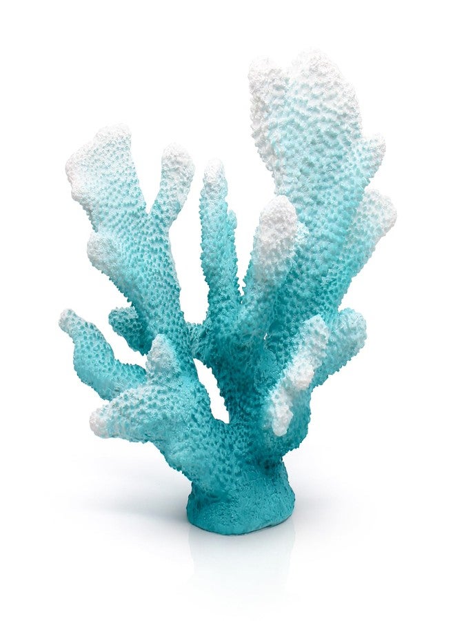 Accessoryway Turquoise Shades Artificial Beach Coral Coastal Decor Resin Coral Statue Nautical Decorations Hawaiian Beach Home Bedroom Party centerpieces for Tables-8.2" - Image 1